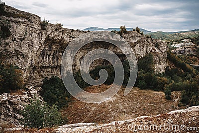 Rock massif â€œMonasteryâ€, near Asparuhovo vilage and the Tsobevo lake, Provadya, Bulgaria Stock Photo